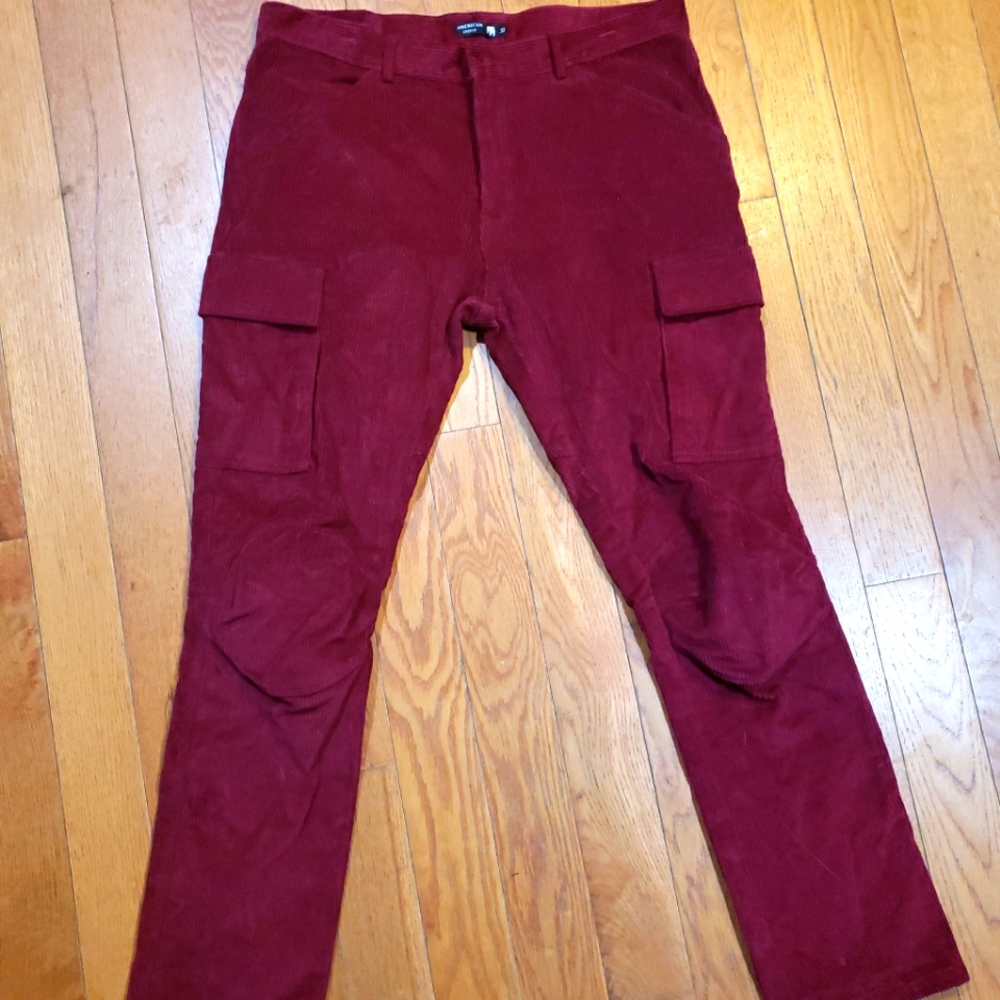 American Stitch Corduroy Cargo Pants Size 38 Men’s Maroon NWOT